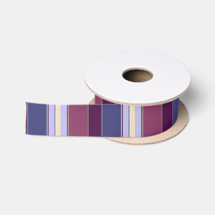 Pflaume, Blau, Gelb Eleganter Streifen Satinband