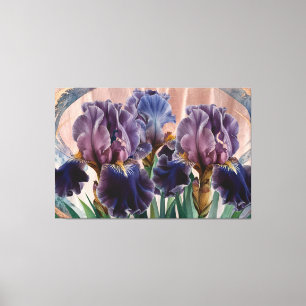 *~* Pflaume Blau IRIS Schwertlilien Vintage Blumen Leinwanddruck