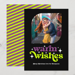 Pflaume & Chartreuse Modern Retro Weihnachtsfoto Feiertagskarte