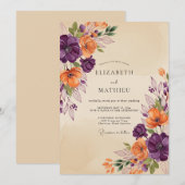 Pflaume Erdig Herbstliche Hochzeit Einladung (Vorne/Hinten)