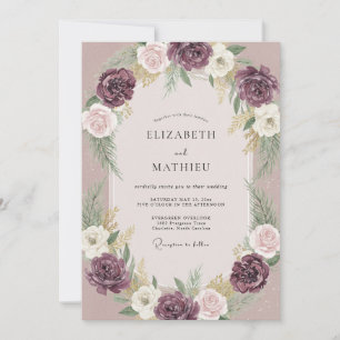 Pflaume Exquisite Winterhochzeit Einladung