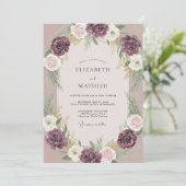 Pflaume Exquisite Winterhochzeit Einladung (Stehend Vorderseite)