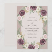 Pflaume Exquisite Winterhochzeit Einladung (Vorne/Hinten)