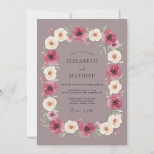 Pflaume Florale Blütenhochzeit Einladung