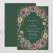Pflaume Florale Waldhochzeit Einladung (Vorne/Hinten)