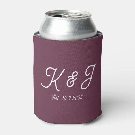 Pflaume Gastgeschenk Hochzeit Mit Monogramm Dose C Dosenkühler (Kanne Vorderseite)