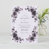 Pflaume Gemalte Rosenhochzeit Einladung (Stehend Vorderseite)