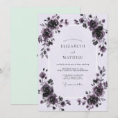 Pflaume Gemalte Rosenhochzeit Einladung (Vorne/Hinten)