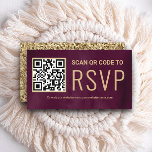 Pflaume Gold Online QR Code RSVP Hochzeitswebsite Begleitkarte