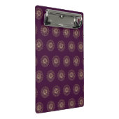 Pflaume | Goldene Zinnien-Blütenmedaillons Mini Klemmbrett (Schrägansicht)