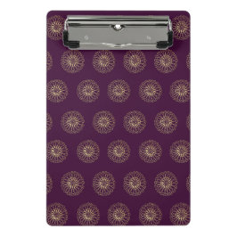 Pflaume | Goldene Zinnien-Blütenmedaillons Mini Klemmbrett