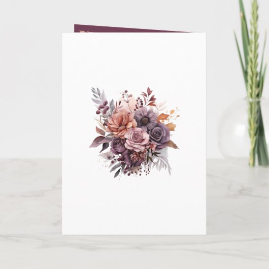 Pflaume, Grau, Kupfer und Dusty Rose Blumenhochzei Programm (Rückseite)