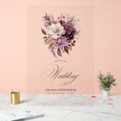 Pflaume, Grau, Kupfer und Dusty Rose Hochzeit will Acrylschild (Hochzeit)