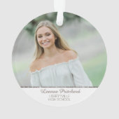Pflaume Gray & Silver Script Graduate Foto Keepake Ornament (Rückseite)