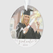 Pflaume Gray & Silver Script Graduate Foto Keepake Ornament (Vorderseite)