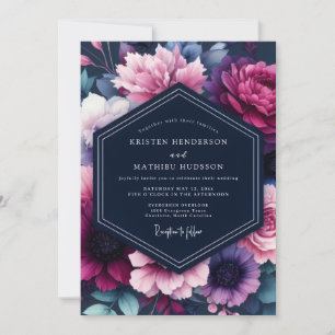 Pflaume-Juwel-Ton-Flora-Hochzeit Einladung