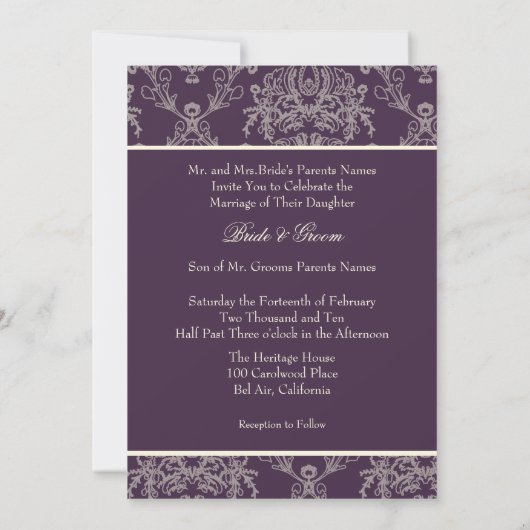 Pflaume + leichte Creme Einladung (Rückseite)