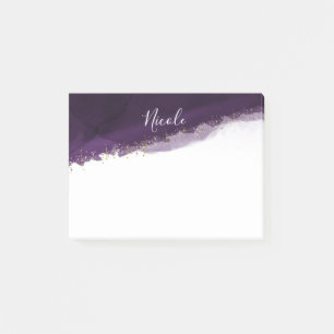 Pflaume Lila Aquarell Gold Modern Chic Elegant Post-it Klebezettel
