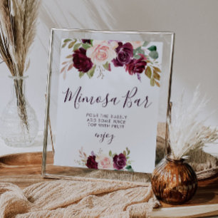 Pflaume lila Blumen Brautparty Mimosa Bar Schild