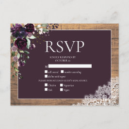 Pflaume Lila Blumenzange Rustikale Hochzeit RSVP Einladungspostkarte