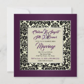 Pflaume Lila, Creme und Schwarz Einladung (Vorderseite)