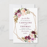 Pflaume lila geometrische Save the Date florale Ka