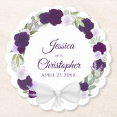 Pflaume Lila & Lavendel Kranz von Rose Hochzeit Untersetzer (Vorderseite)