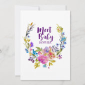 Pflaume Lila Pink & Blue Blumen Sippen und sehen Einladung (Rückseite)