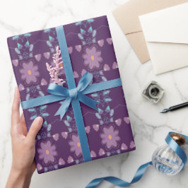 Pflaume Lila und Blütenblume Geschenkpapier