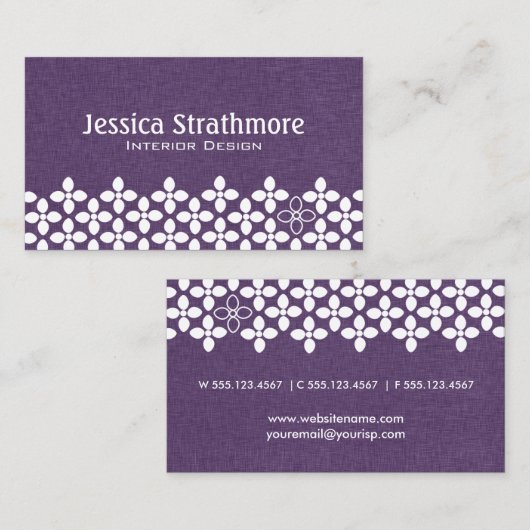 Pflaume Lila und Weiß Moderne Blume Visitenkarte (Vorne/Hinten)