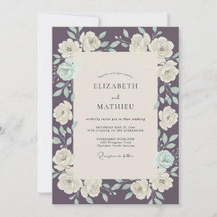 Pflaume Minzblatt Hochzeit Einladung