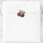Pflaume mit Blättern Runder Aufkleber (Tasche)