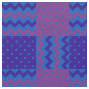 Pflaume, Mitternacht und Blaue Chevronen und Polka Stoff