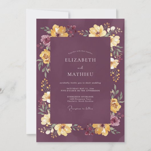 Pflaume Moody Ernte Hochzeit Einladung (Vorderseite)