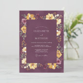 Pflaume Moody Ernte Hochzeit Einladung (Stehend Vorderseite)