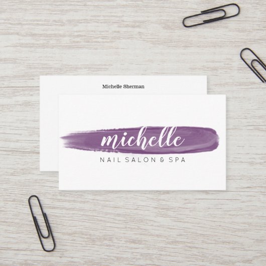 Pflaume Nail Polnischer Brush Salon Maniküre Sozia Visitenkarte (Vorderseite/Rückseite Beispiel)