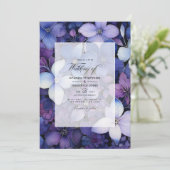 Pflaume, Navy Blue und Silver Floral Wedding Einladung (Stehend Vorderseite)