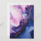 Pflaume, Navy Blue und Silver Tinte Hochzeit Einladung (Rückseite)