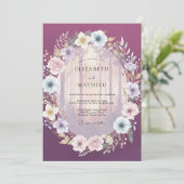 Pflaume Nebelwald Hochzeit Einladung (Stehend Vorderseite)