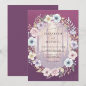 Pflaume Nebelwald Hochzeit Einladung (Vorne/Hinten)