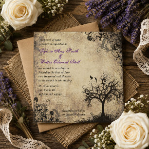 Pflaume Neues Leben Vintage Baum Hochzeit Einladung