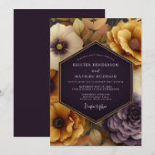 Pflaume-Ocker-Barock-Hochzeit Einladung (Vorne/Hinten)
