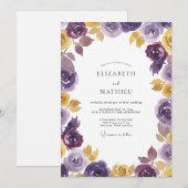 Pflaume-Ocker-Rosen-Hochzeit Einladung (Vorne/Hinten)