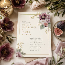 Pflaume & Olive Botanische Hochzeitseinladung Einladung