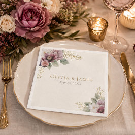 Pflaume & Oliven Botanische Hochzeitsserviette Serviette