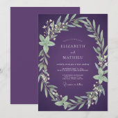 Pflaume Olivenblatt Hochzeit Einladung (Vorne/Hinten)