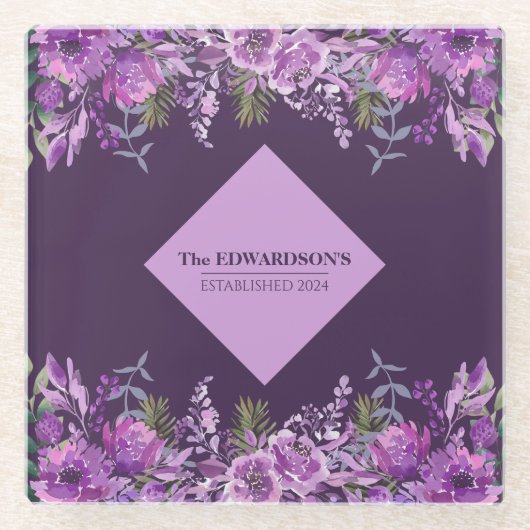 Pflaume Perfektion: Gartengarten Glamour Glasuntersetzer (Vorderseite)