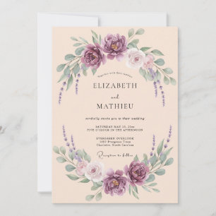 Pflaume Pfirsich Blütenblatt Hochzeit Einladung