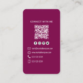 Pflaume QR-Code Foto Connect Modern Minimal Visitenkarte (Rückseite)