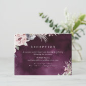 Pflaume, rosa, rosa, blühender Empfang Begleitkarte (Stehend Vorderseite)